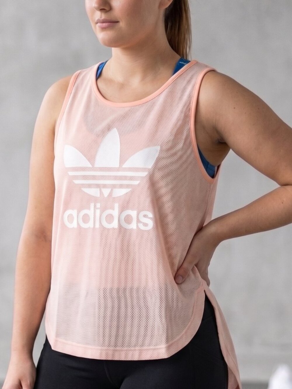 Adidas Originals Ecru Textured Open-Side Tank Top - Size L